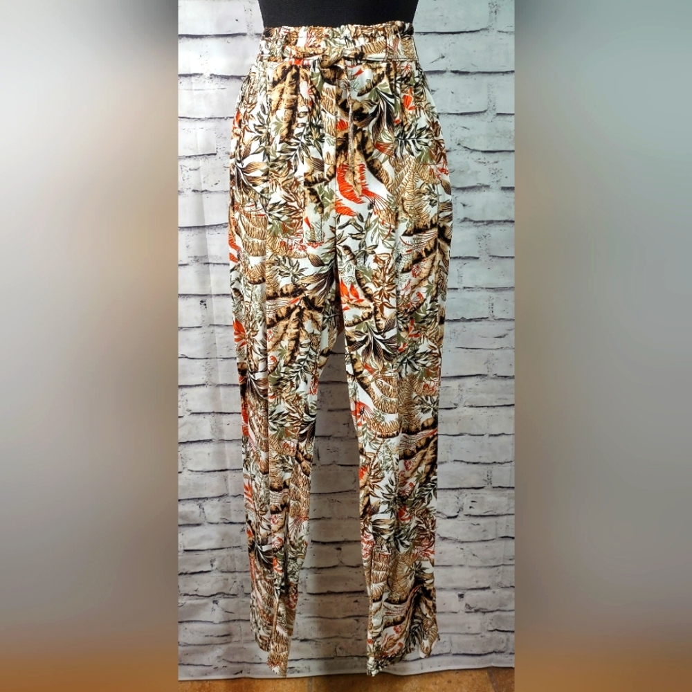 CCK Style Woven Cotton Tropical Print Pants